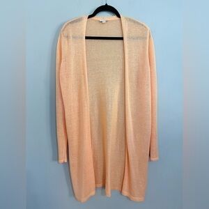 J.Jill Linen Blend Peach Open Front Lightweight Cardigan Size Medium Prep Beach